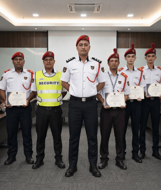 Guards holding training certificates after completing an induction course