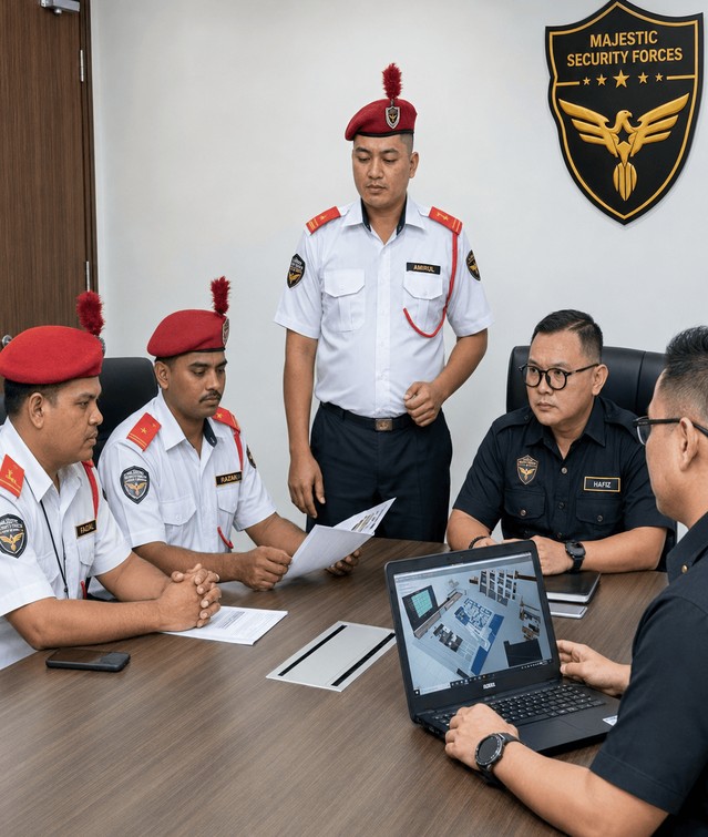 Operations review meeting between security supervisors and management